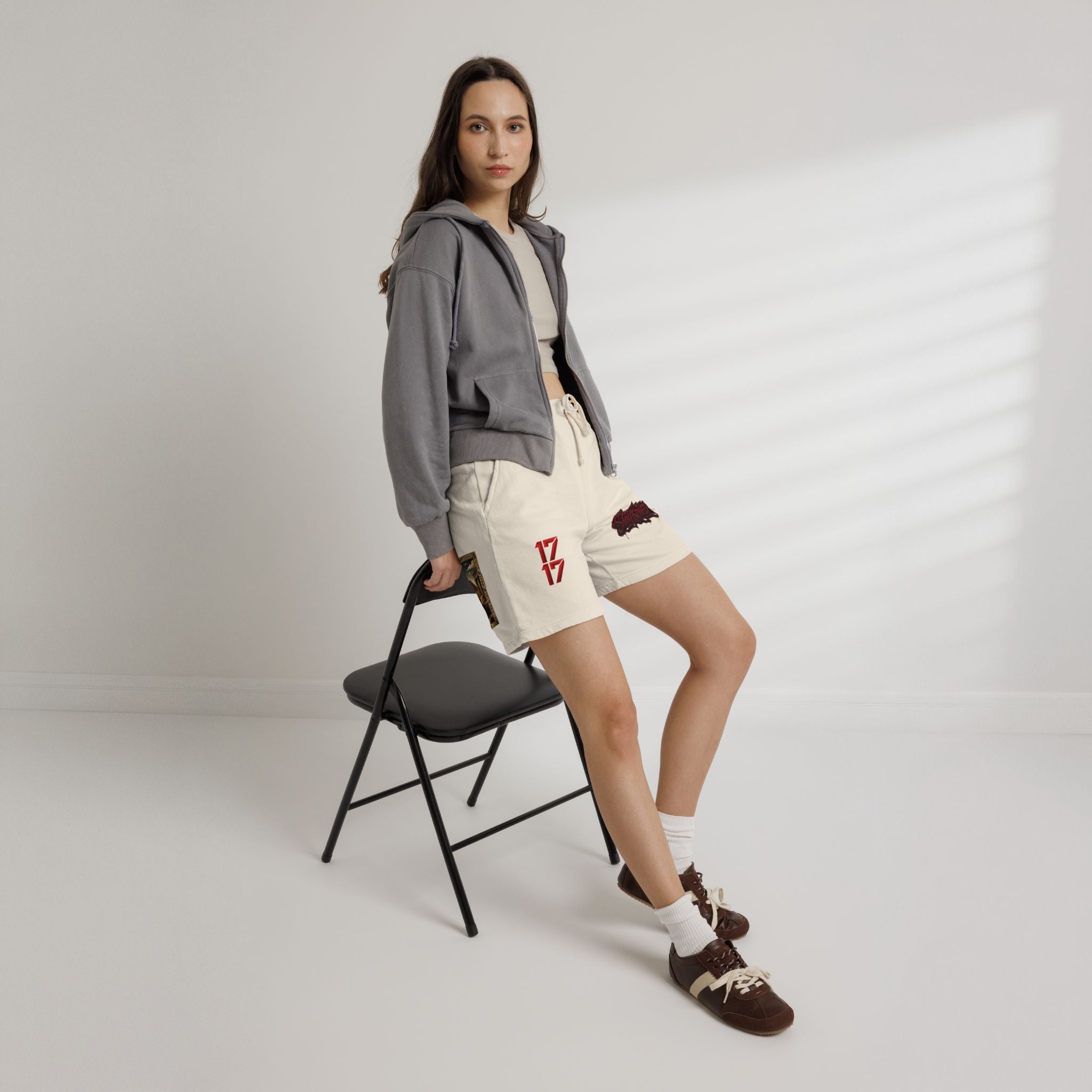 Fleece Sweat Shorts — Retro Egyptian Pyramids & 17 Graphic Lounge Shorts