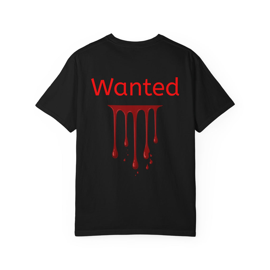 Graphic T-Shirt — Vintage Pyramid Collage with 'Wanted' Drip Design