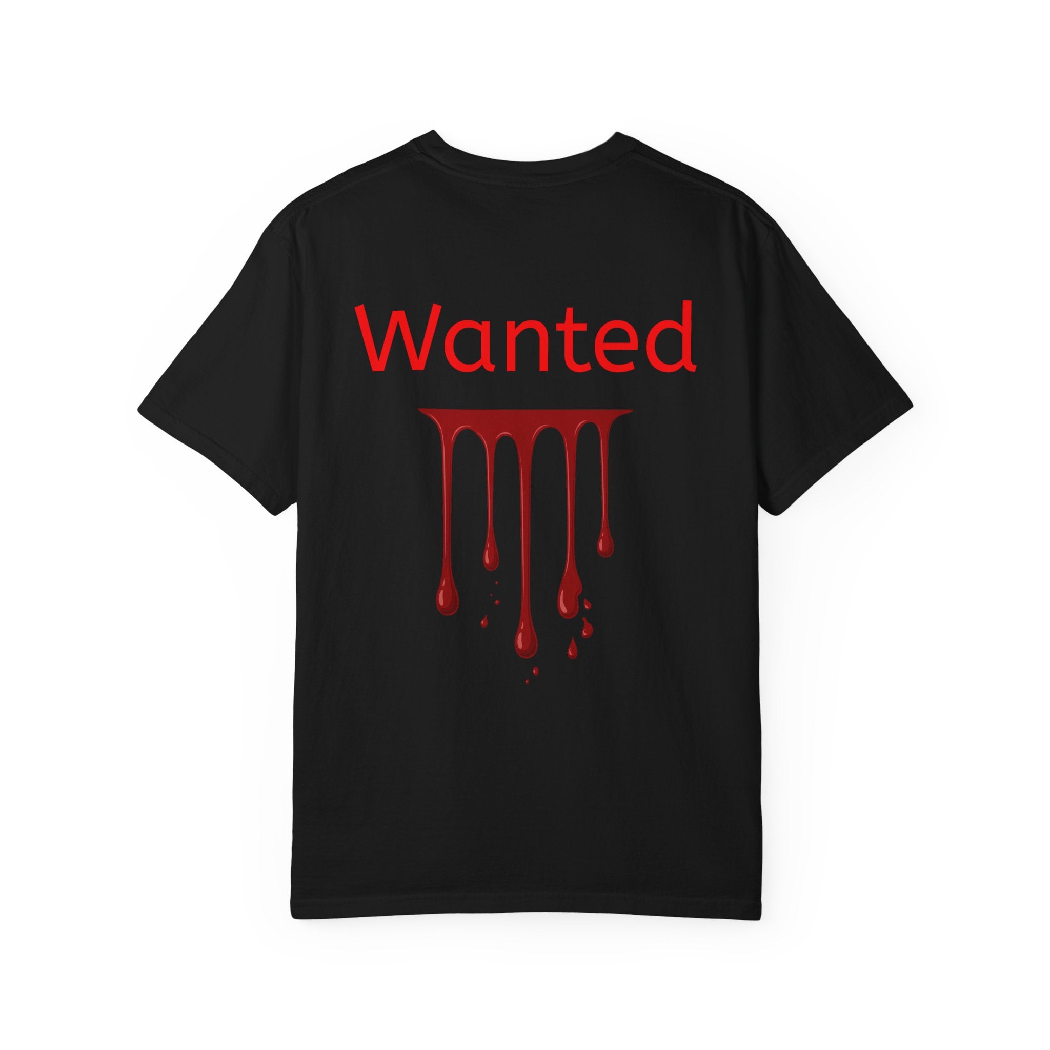 Graphic T-Shirt — Vintage Pyramid Collage with 'Wanted' Drip Design