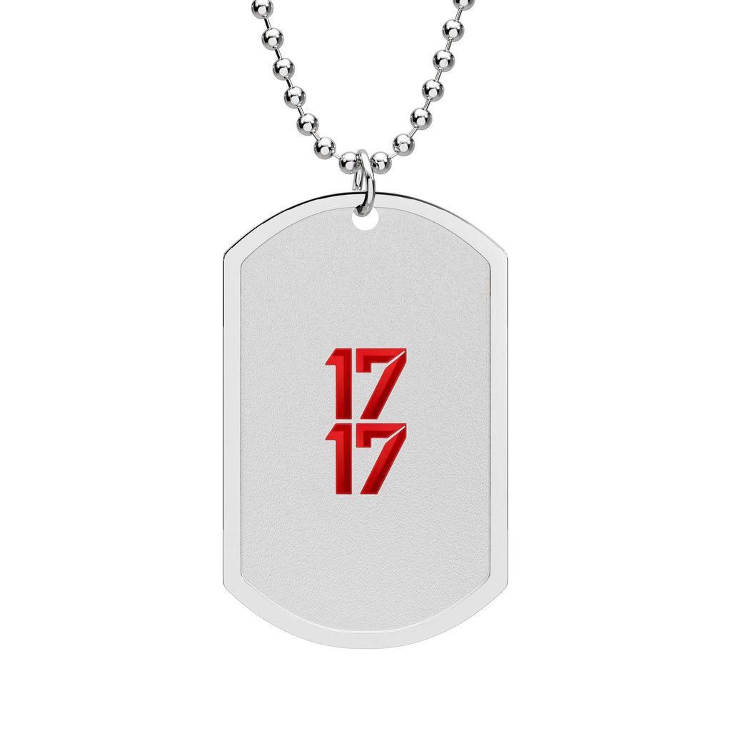 Dog Tag Necklace — Red "17 17" Number Military-Style Pendant