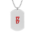 Dog Tag Necklace — Red "17 17" Number Military-Style Pendant