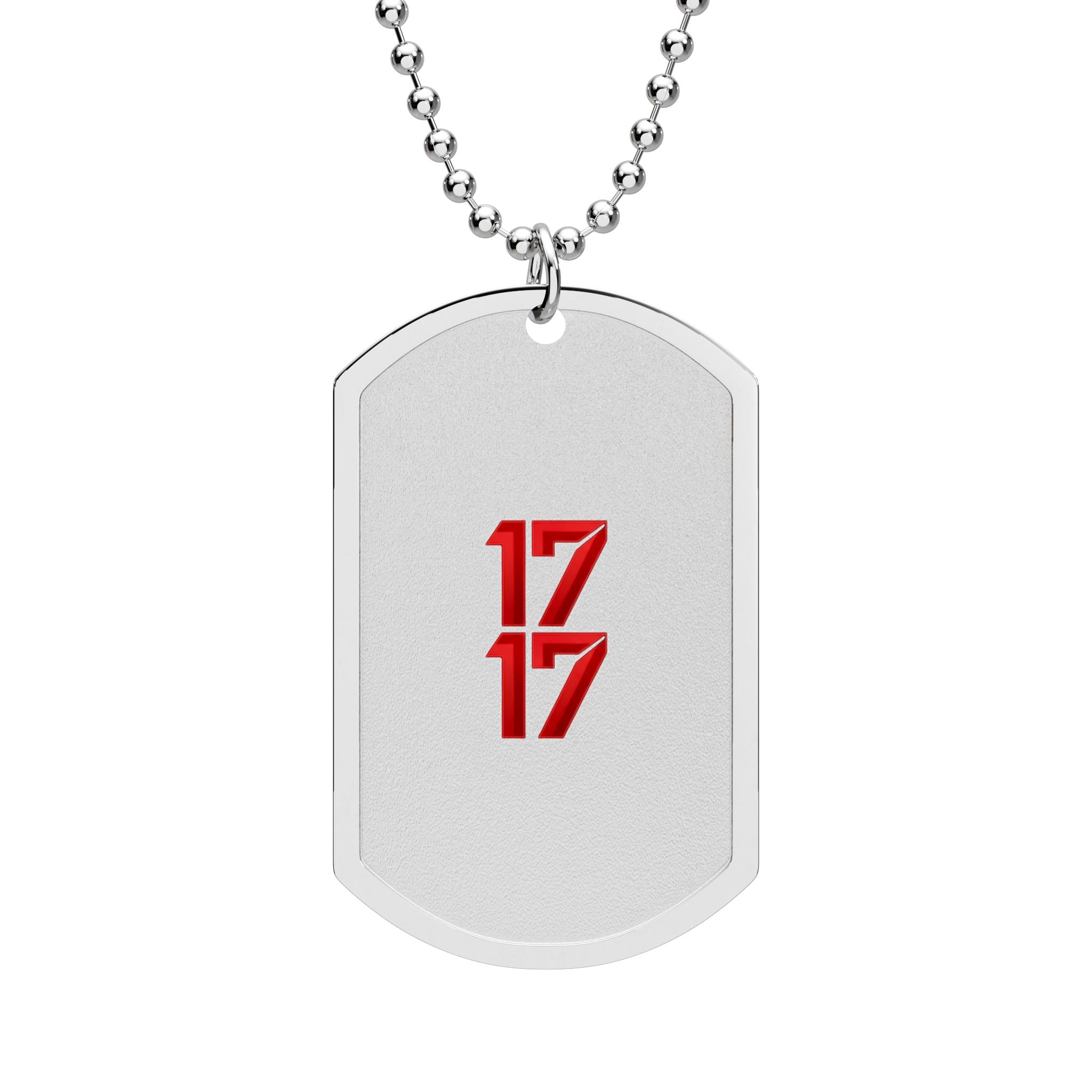 Dog Tag Necklace — Red "17 17" Number Military-Style Pendant