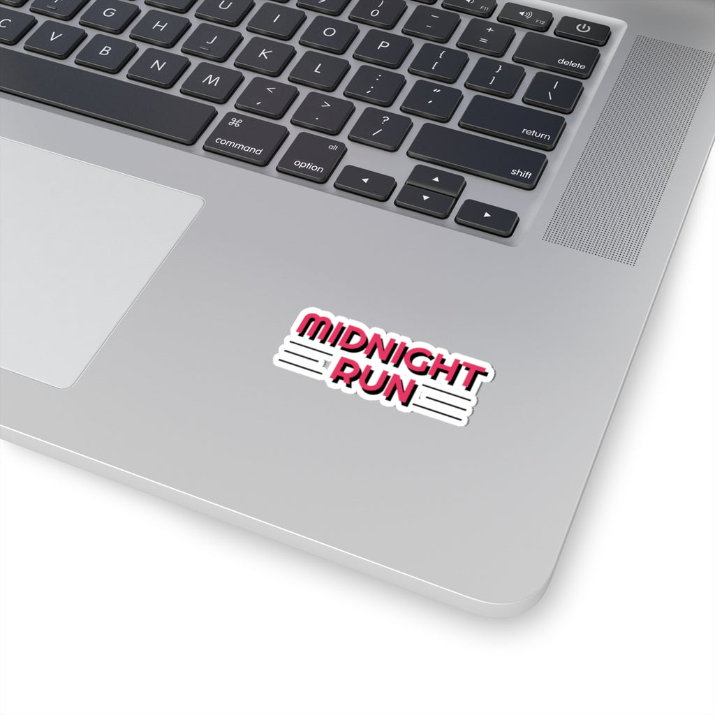 Midnight Run Kiss-Cut Sticker — Retro Neon Typography Decal for Laptops & Water Bottles