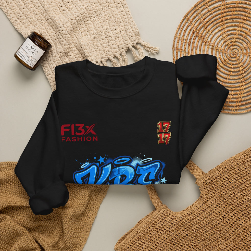 Crewneck Sweatshirt — KBE Blue Graffiti Logo Streetwear