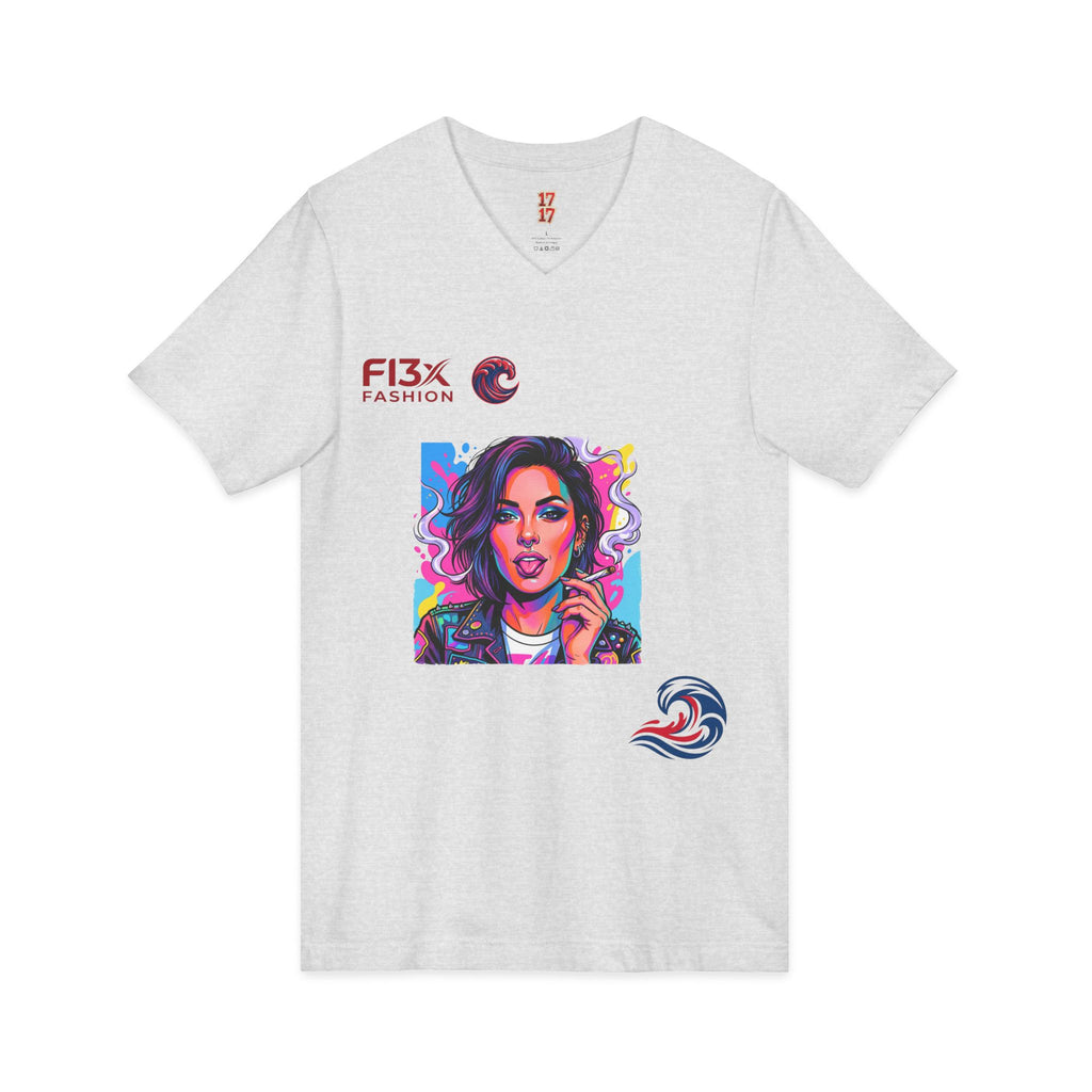 Pop Art Portrait V-Neck Tee — FI3xFashion Graphic T-Shirt