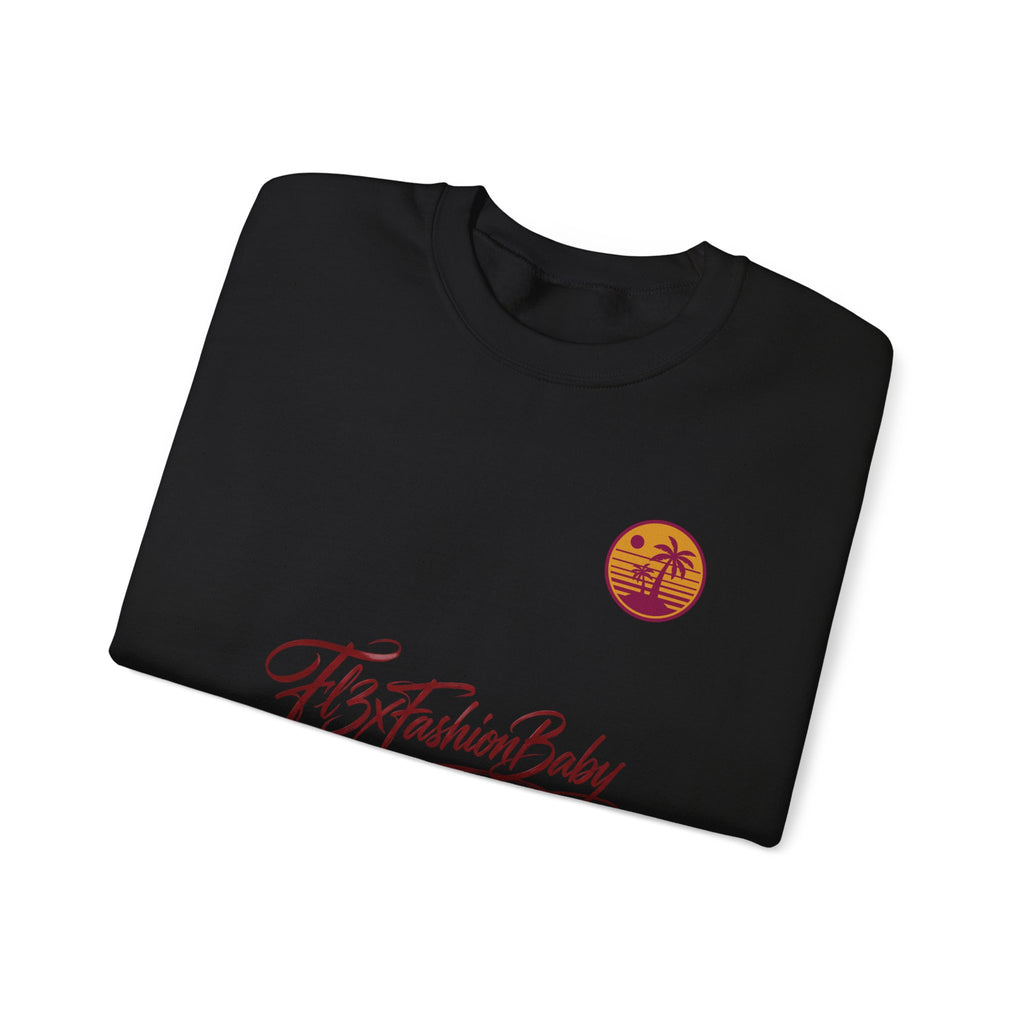 Crewneck Sweatshirt — 'FB3FashionBaby' Script with Sunset Logo