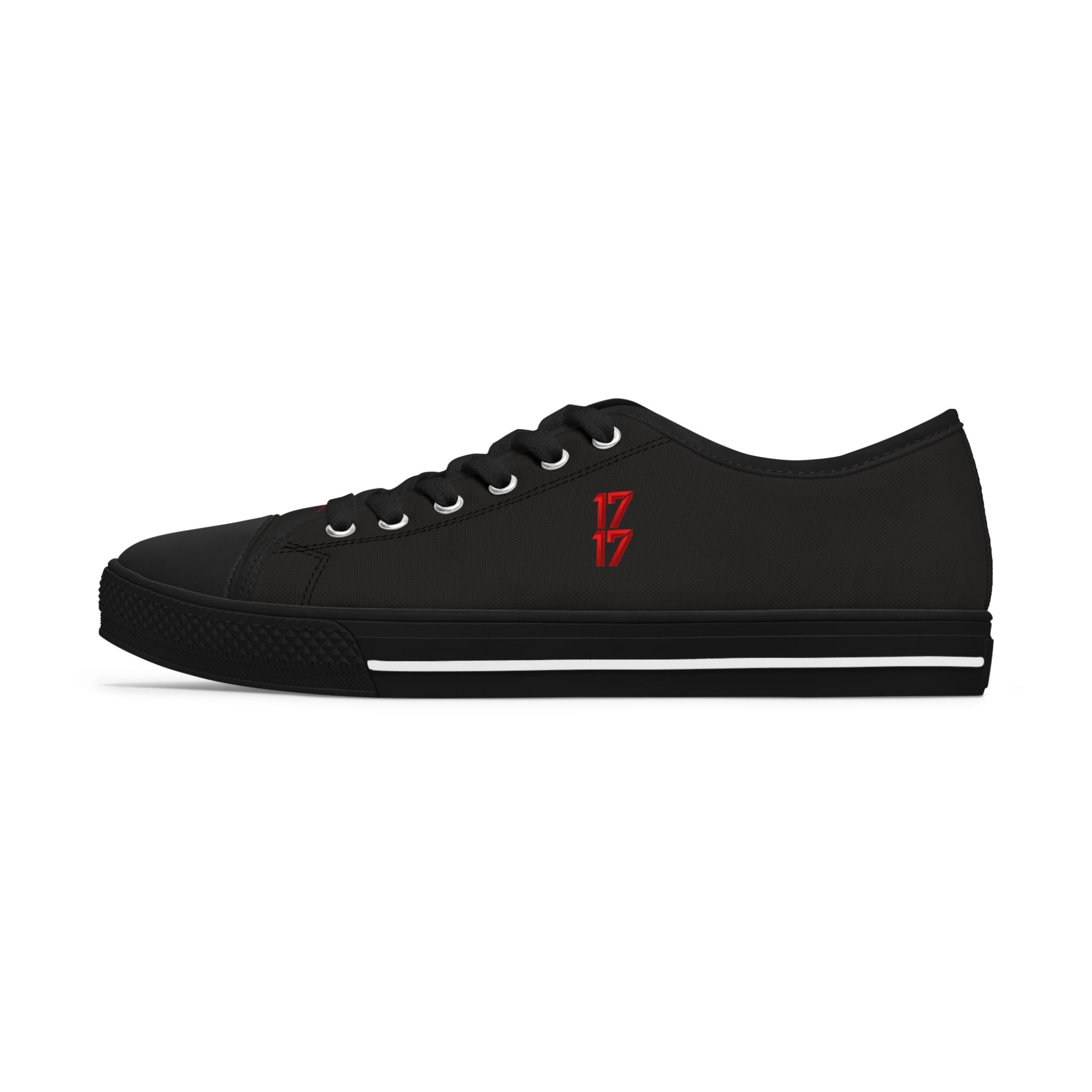 Women's Low Top Sneakers — Gothic Red 17 Anarchy Graphic Canvas Shoes