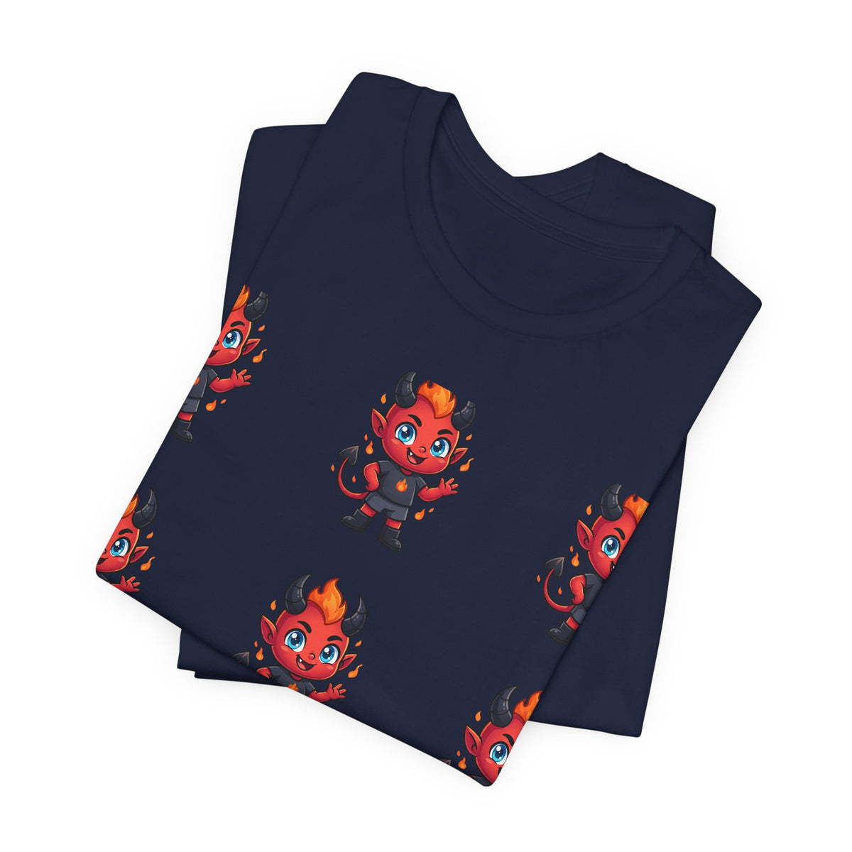 Cute Red Devil Pattern Tee — Kawaii Devil Graphic T-Shirt