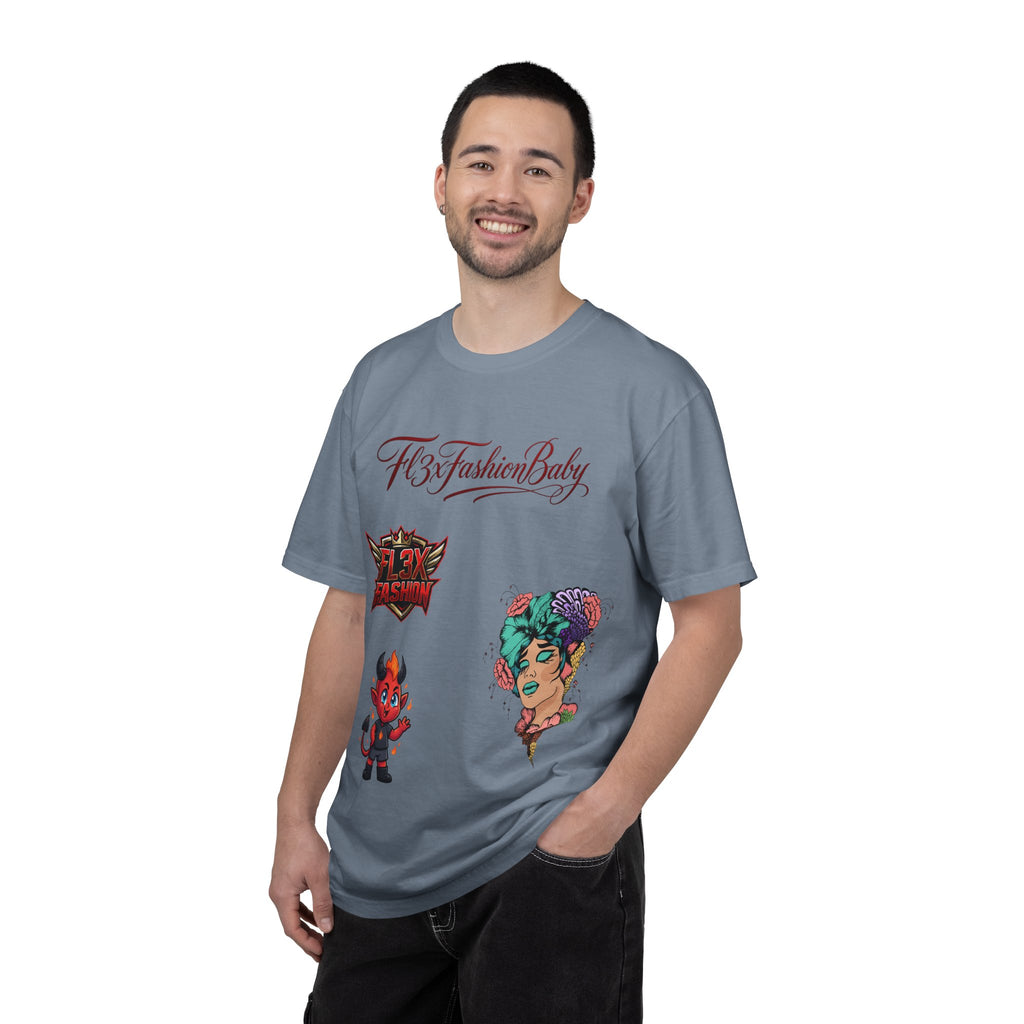 Artistic Floral Portrait T-Shirt — 'Fl3xFashionBaby' Graphic Tee