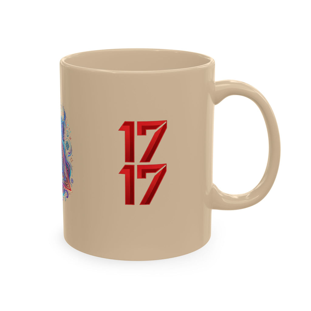 Ceramic Mug — Mystic Third Eye Pyramid Design with 7/17 Red Numerals