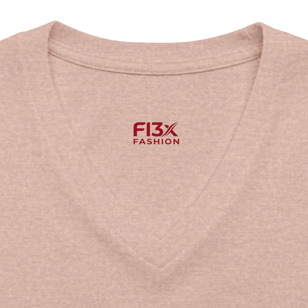 Women's V-Neck Tee — 'F13x Fashion' Floral Logo & Devil Graphic