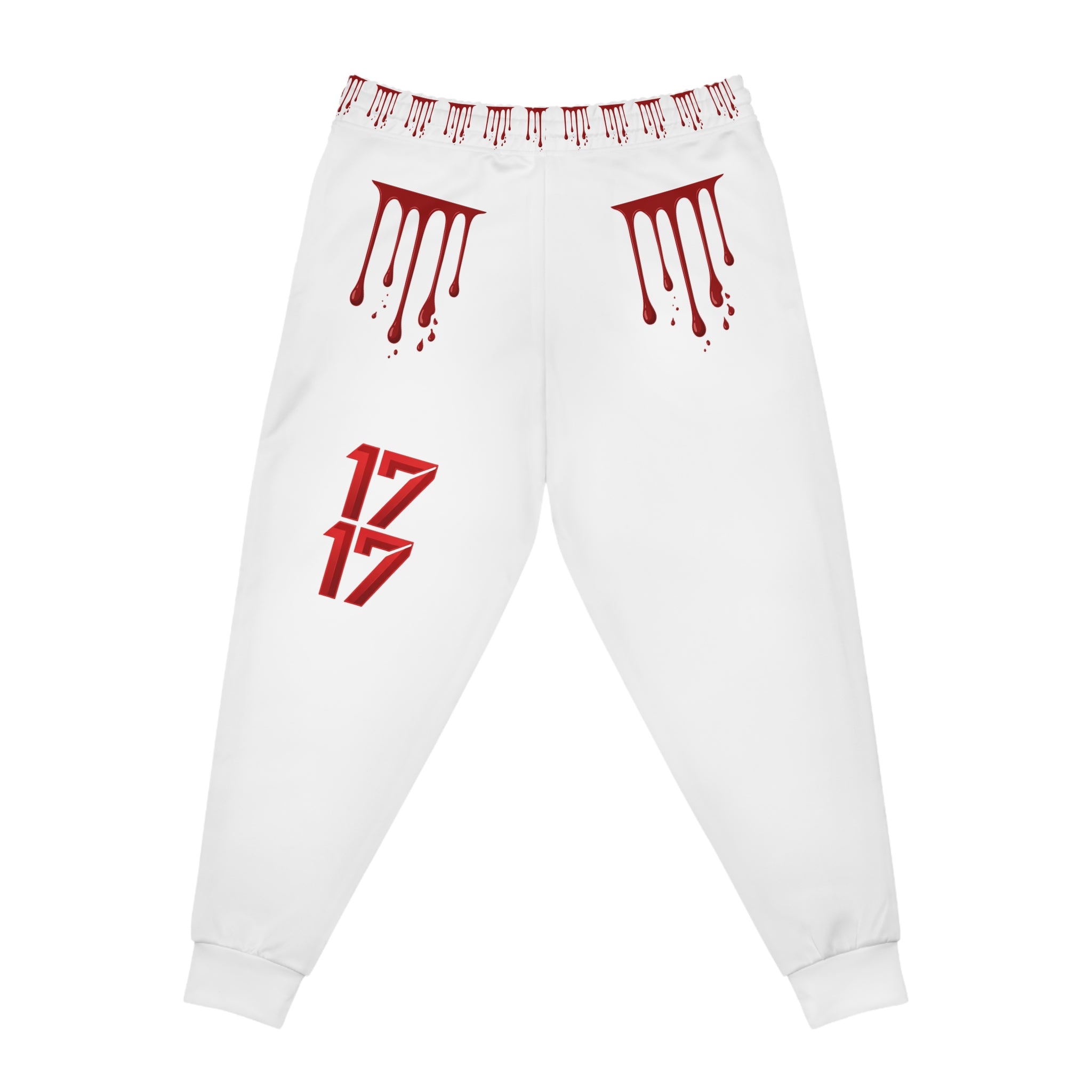 Blood Drip Athletic Joggers — Red 17/17 Graphic Sweatpants