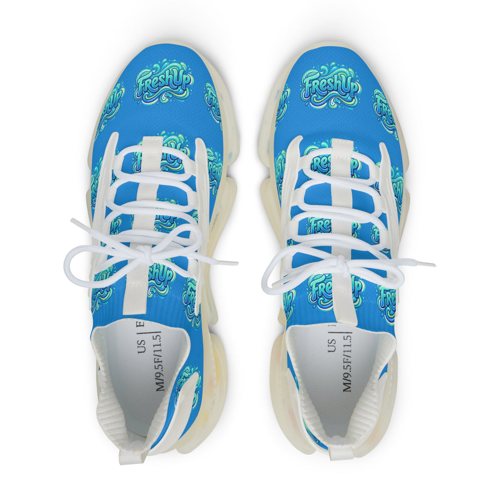 Mesh Sneakers — Blue 'Fresh Up' Patterned Athletic Shoes
