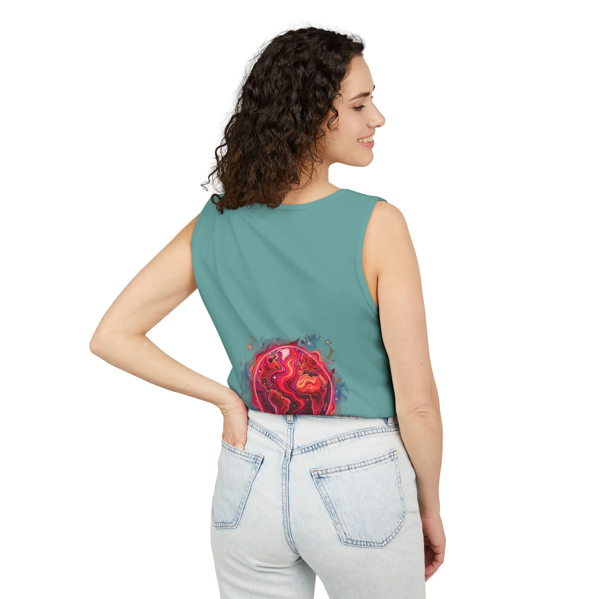 Red Planet Graphic Tank Top — '17/17' Streetwear Planet Design