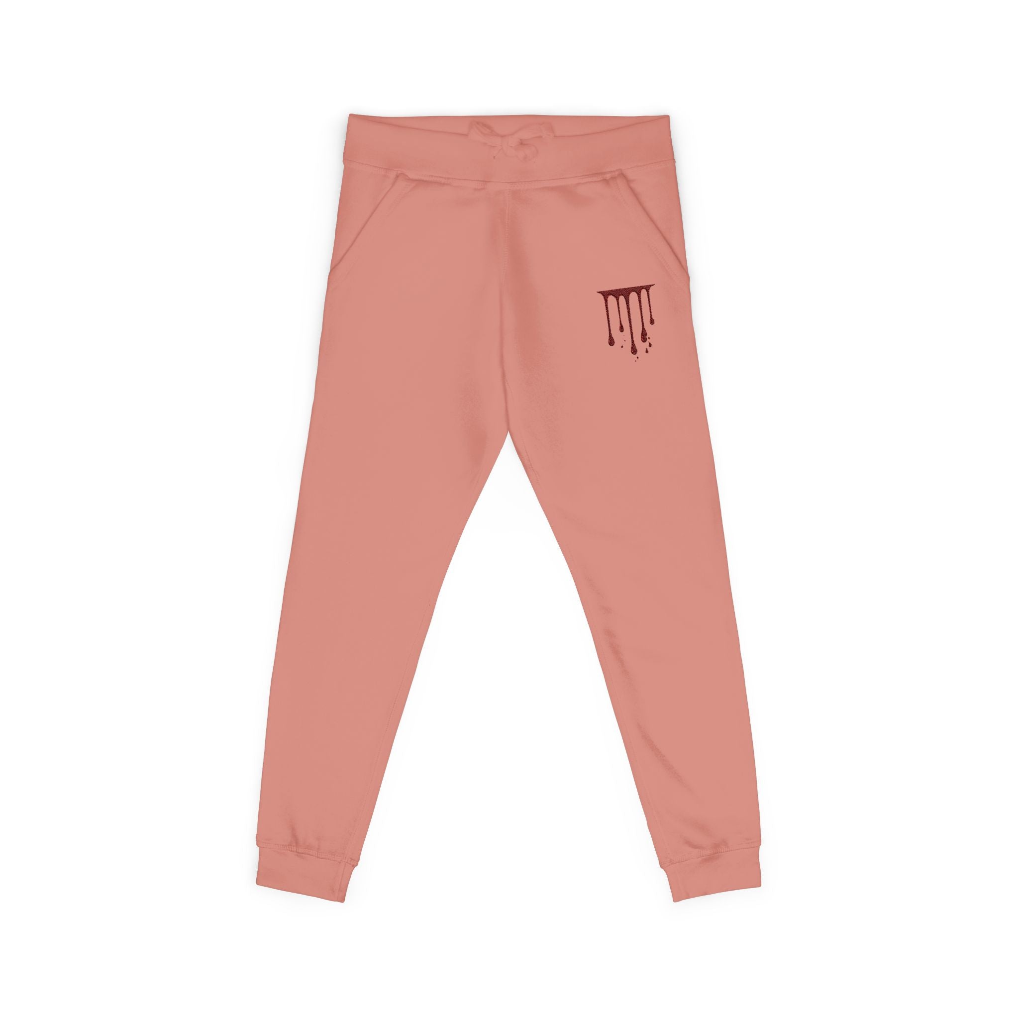 Embroidered Drip Horror Sweatpants — White Fleece Joggers