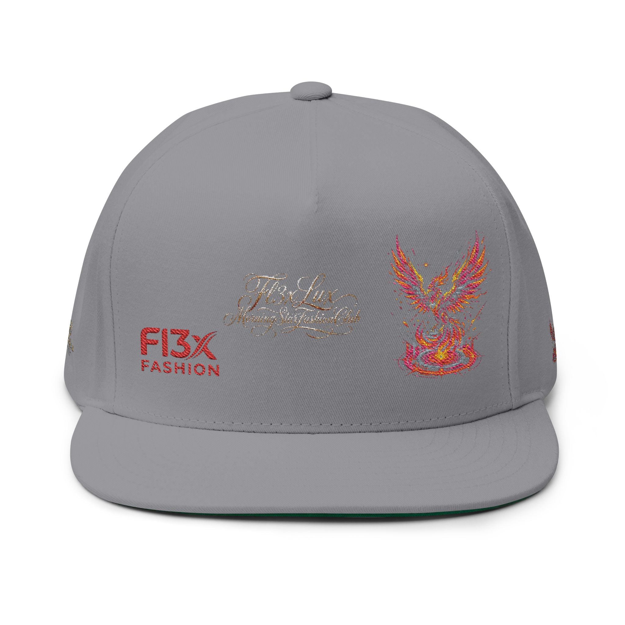 Embroidered Phoenix Flat Bill Cap — F13X Fashion Streetwear Snapback