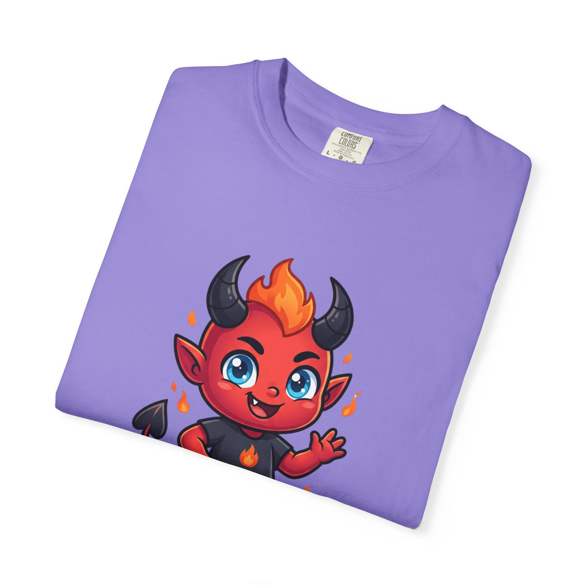 Devil Baby Graphic T-Shirt — Cute Red Demon Cartoon Tee with "FBfashionBaby" Script
