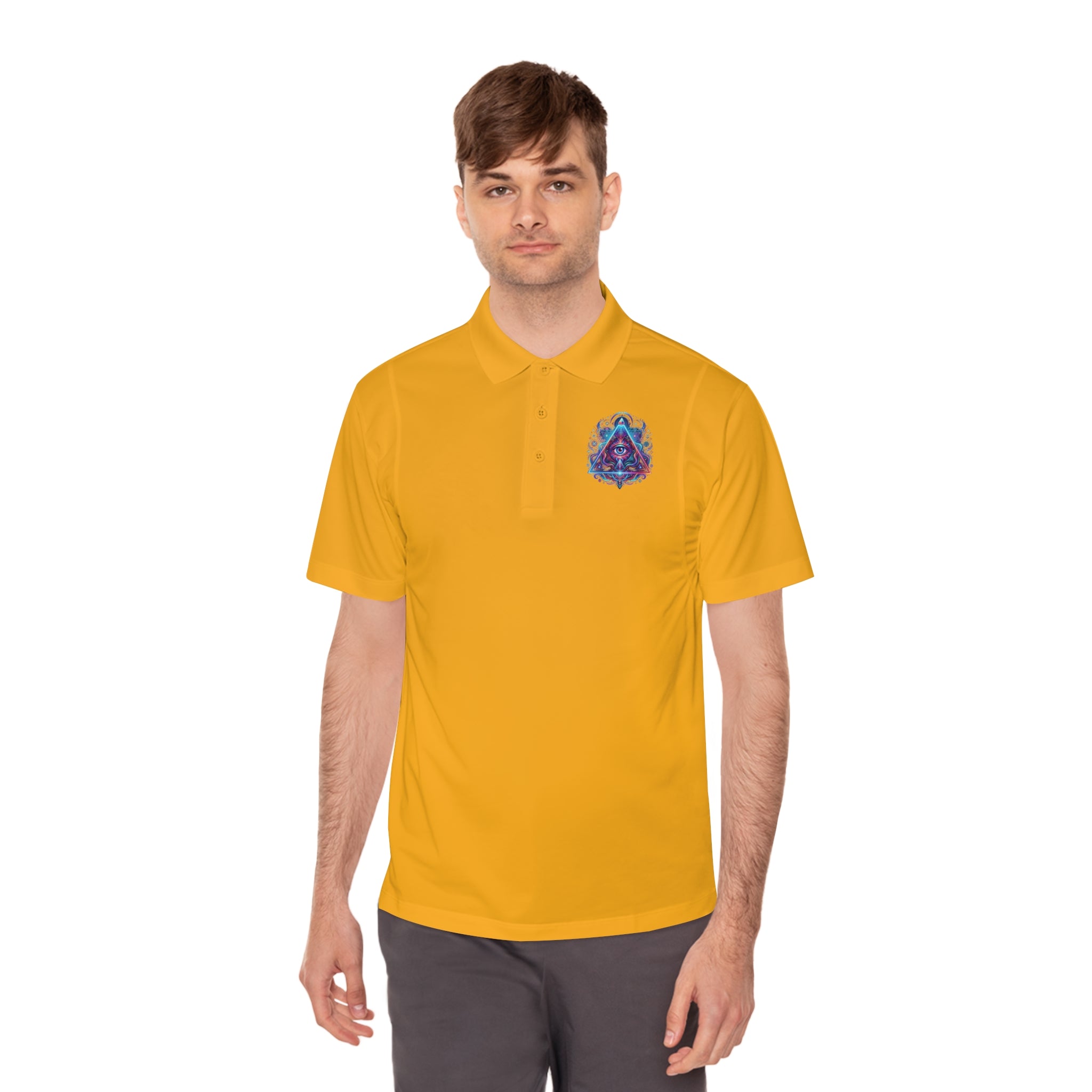 Men's Polo Shirt — Mystic All-Seeing Eye Triangle Design with 17/17 Accent