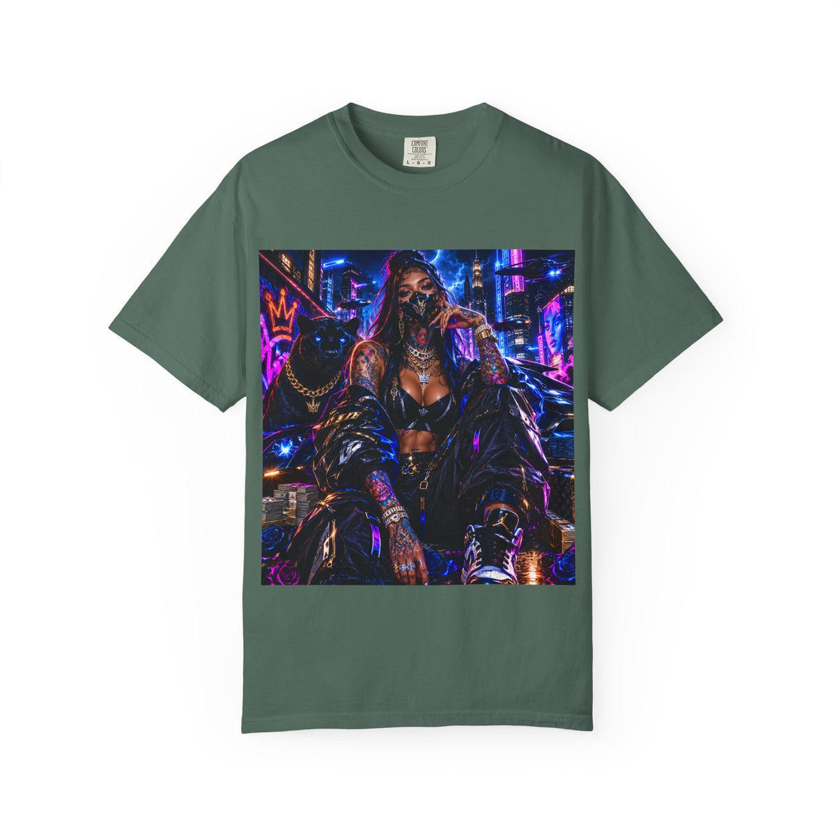 Cyberpunk Streetwear T-Shirt — "Fl3x Fashion Omertà" Graphic