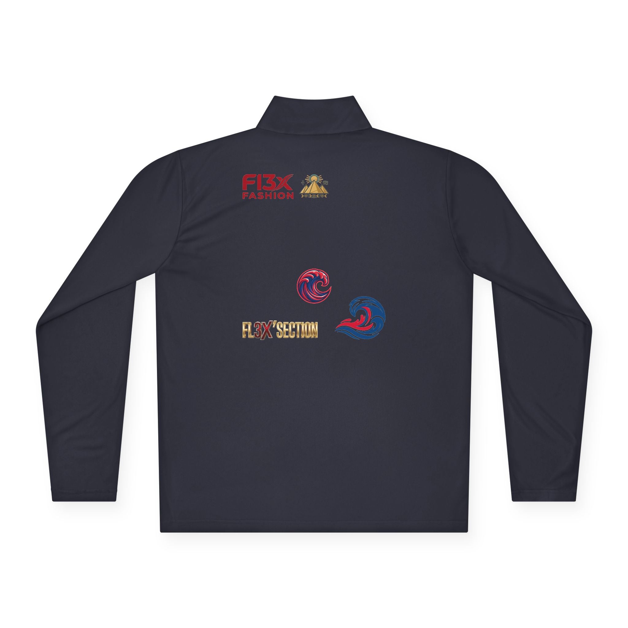 Quarter-Zip Pullover — Coastal Wave Logo Pullover with Back Graphic