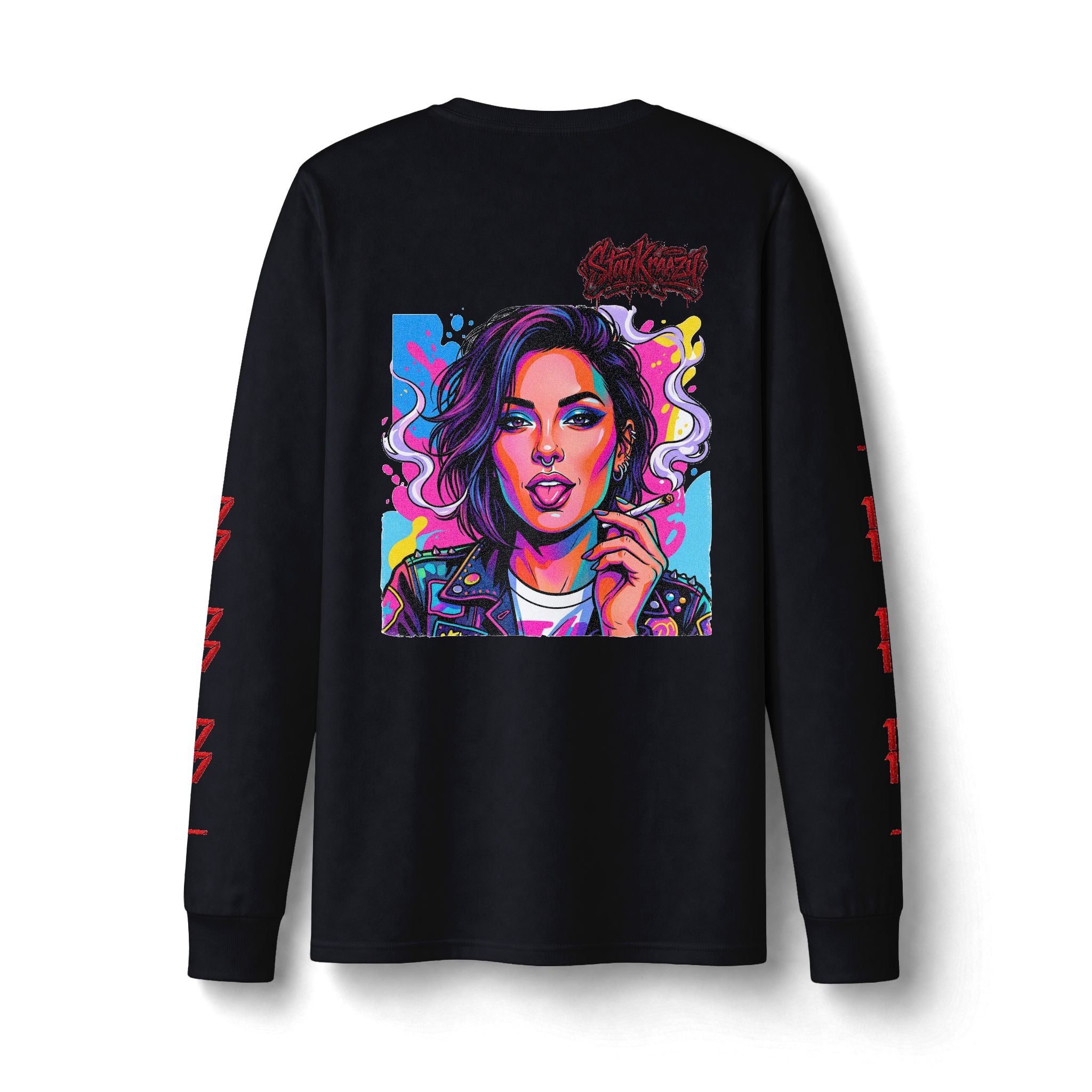 Long Sleeve Tee — Neon Pop Portrait Graphic
