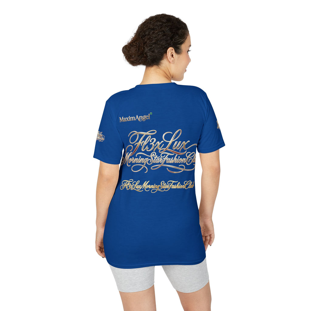 Luxury Gold Script Performance T-Shirt — F3xLux Morning Stay Fashion Club Design