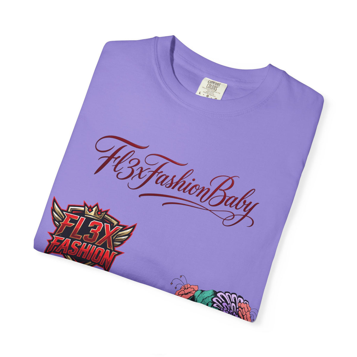 Artistic Floral Portrait T-Shirt — 'Fl3xFashionBaby' Graphic Tee