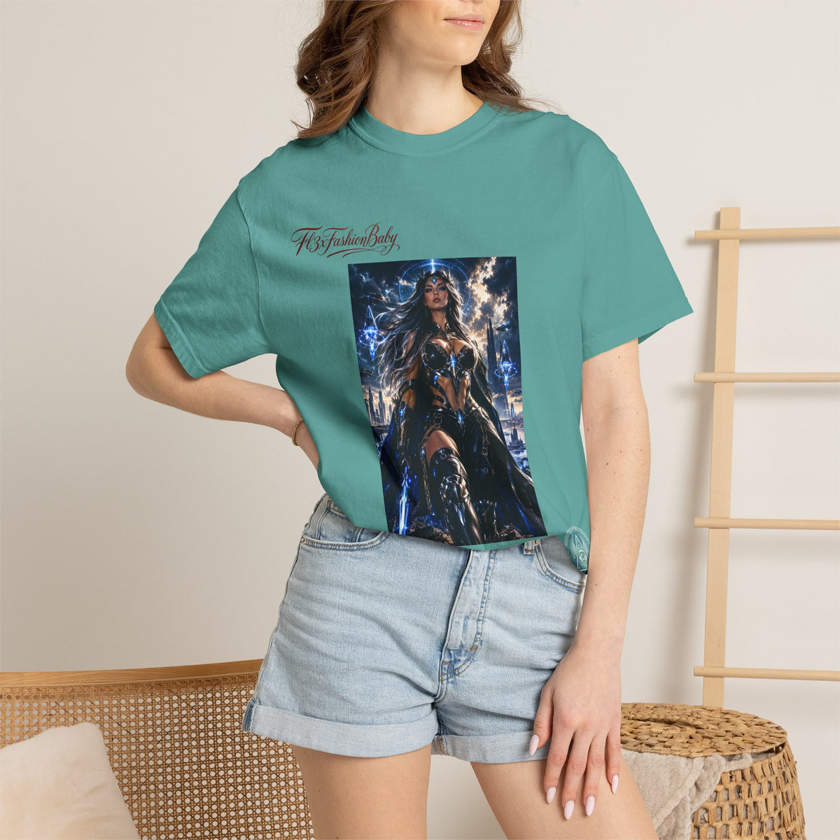 Fantasy Warrior Graphic T-Shirt — "FB7FashionBaby" Logo Tee