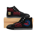 Black Graphic High-Top Sneakers — Bold Streetwear Design with 'F13X Fashion' & Wave Logo