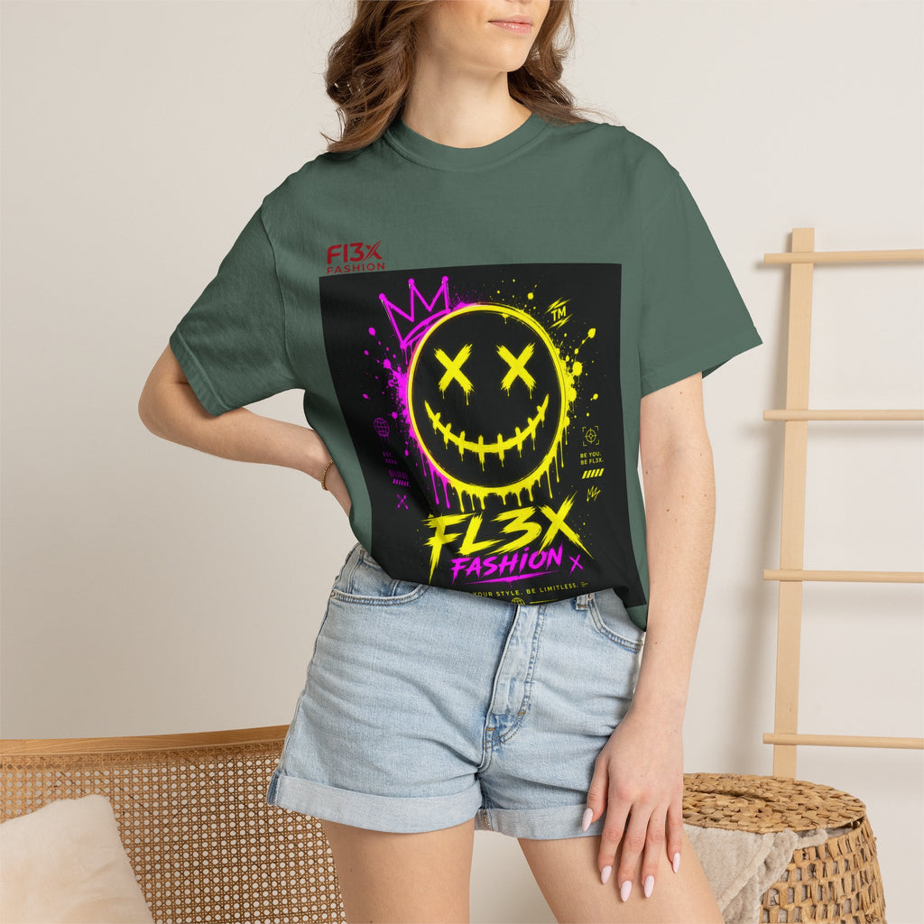 Graphic Tee — Neon Graffiti Smiley "FL3X Fashion"