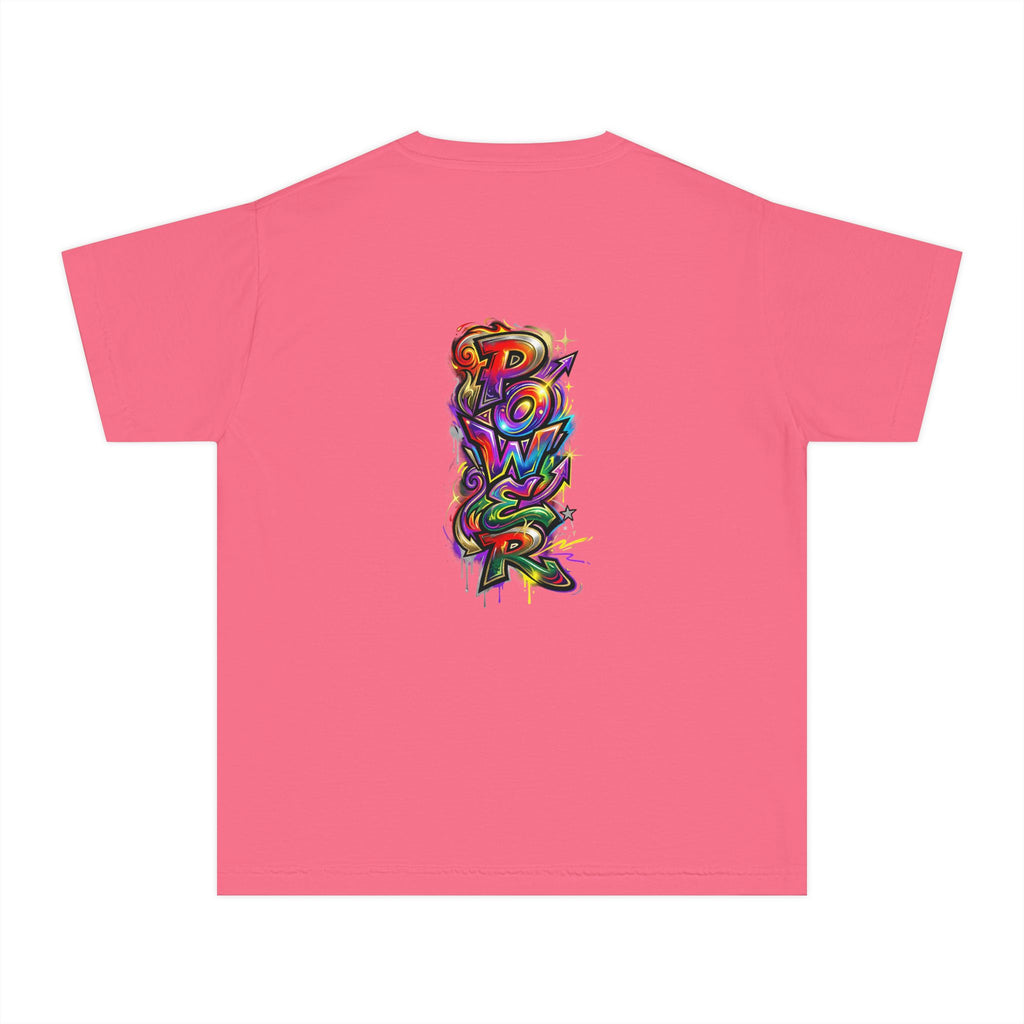 Youth Tee - Colorful 'Power' Graffiti Vertical Graphic