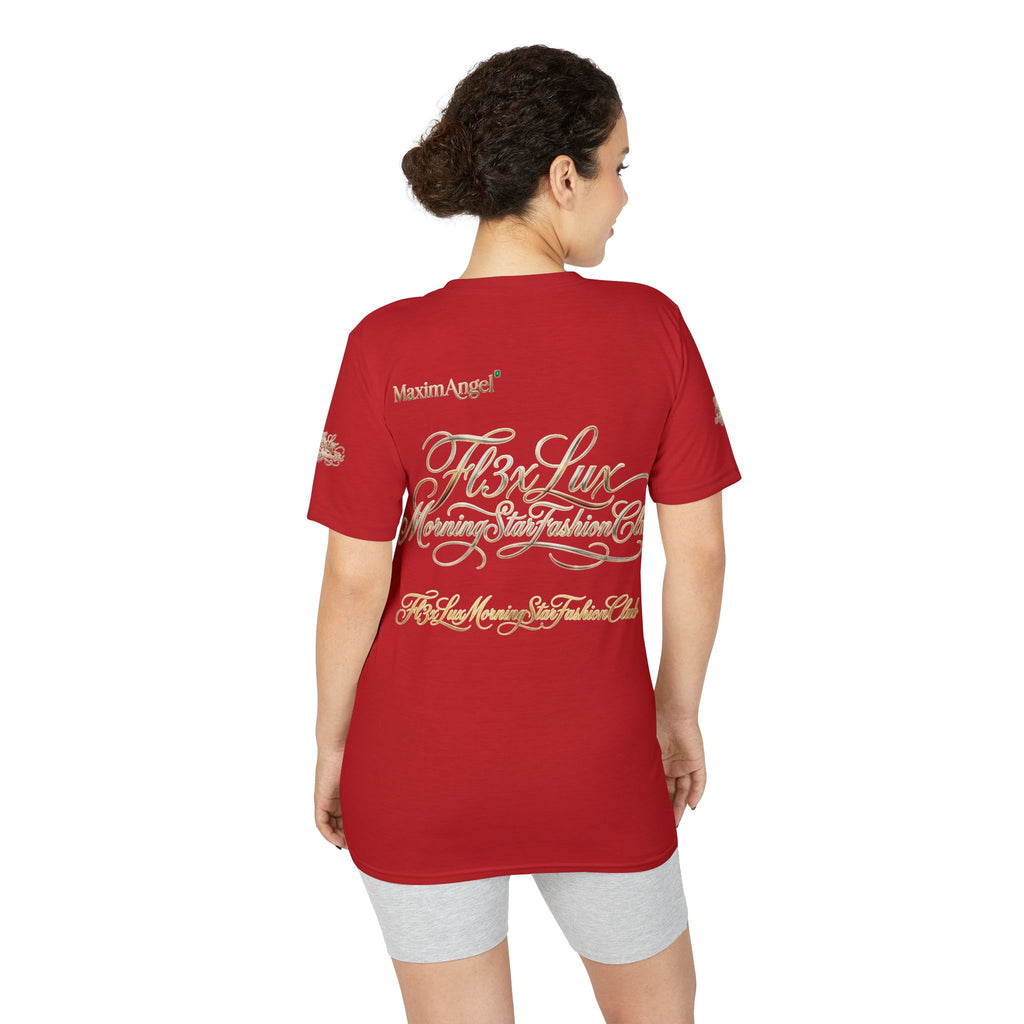 Luxury Gold Script Performance T-Shirt — F3xLux Morning Stay Fashion Club Design