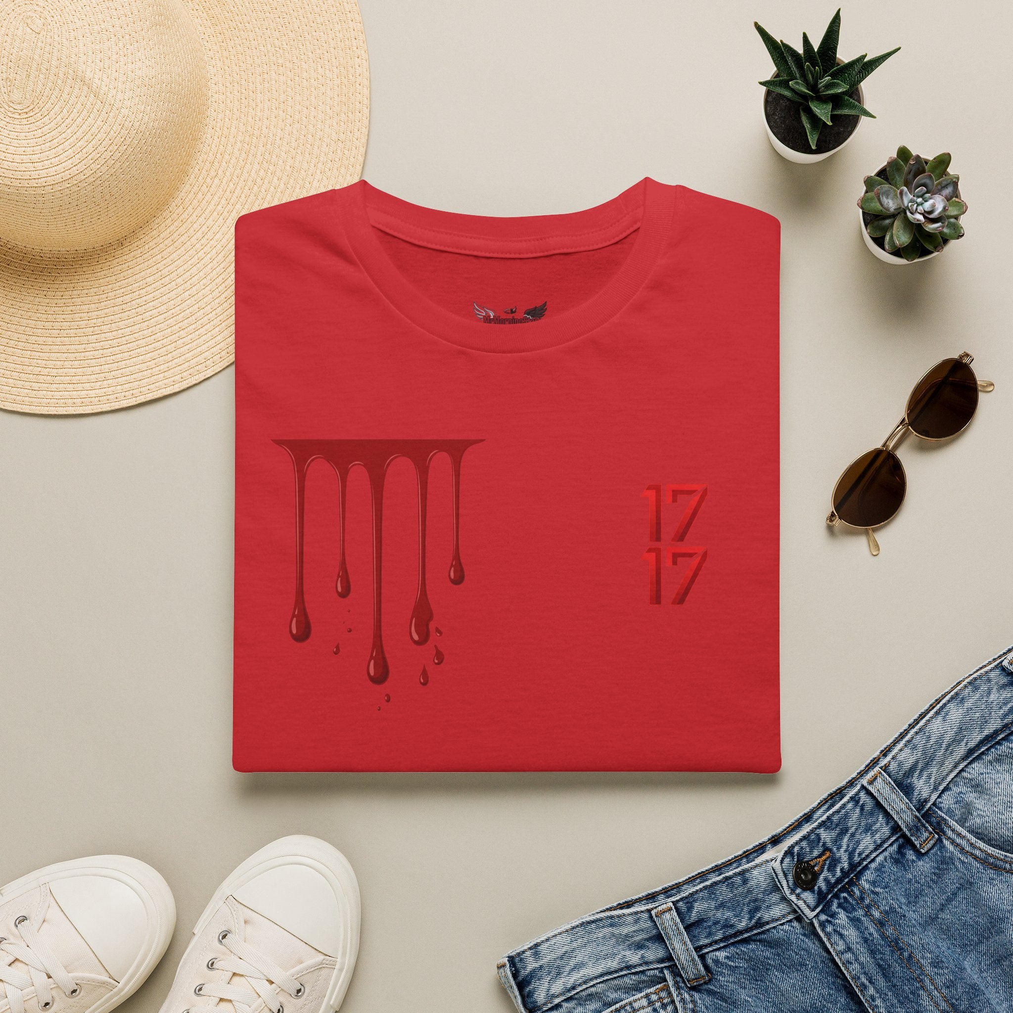 Graphic T-Shirt — Dripping Blood & 17/17 Snake Design