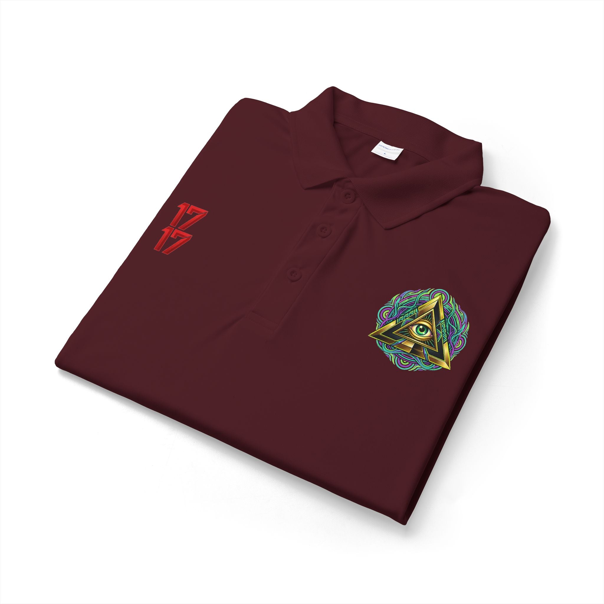 Embroidered Triangle Eye Polo Shirt — 1717 Logo Performance Golf Polo
