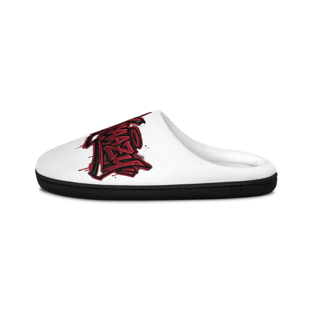 Graffiti Script Women's Slippers – Red Urban Street Art Indoor Slides