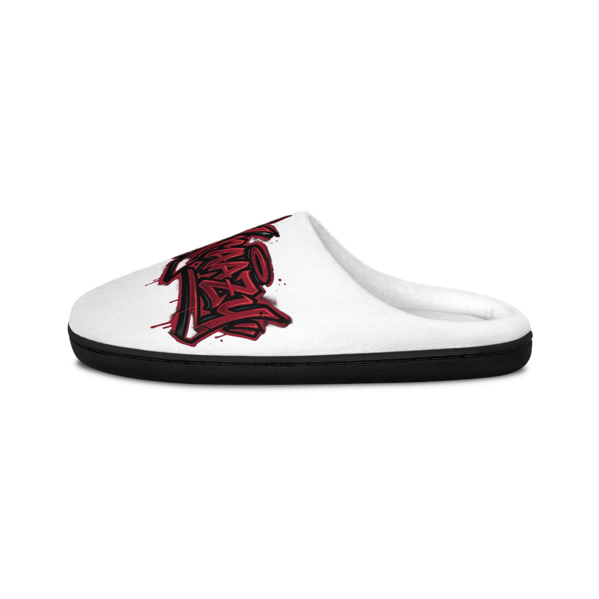 Graffiti Script Women's Slippers – Red Urban Street Art Indoor Slides