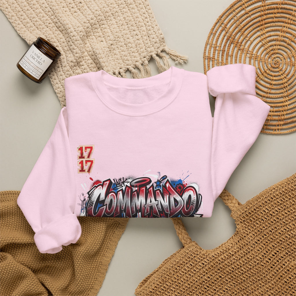Crewneck Sweatshirt — 'Commando Soldier' Graffiti Graphic Crewneck