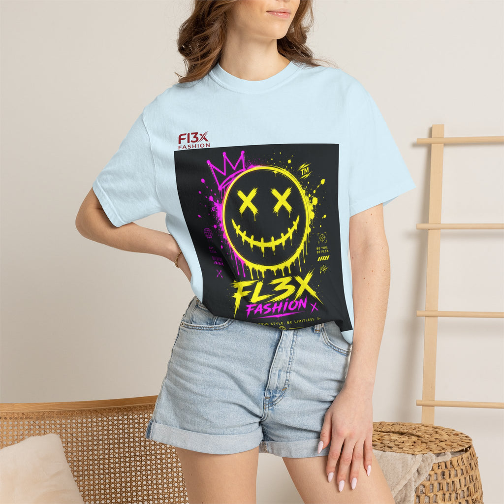 Graphic Tee — Neon Graffiti Smiley "FL3X Fashion"