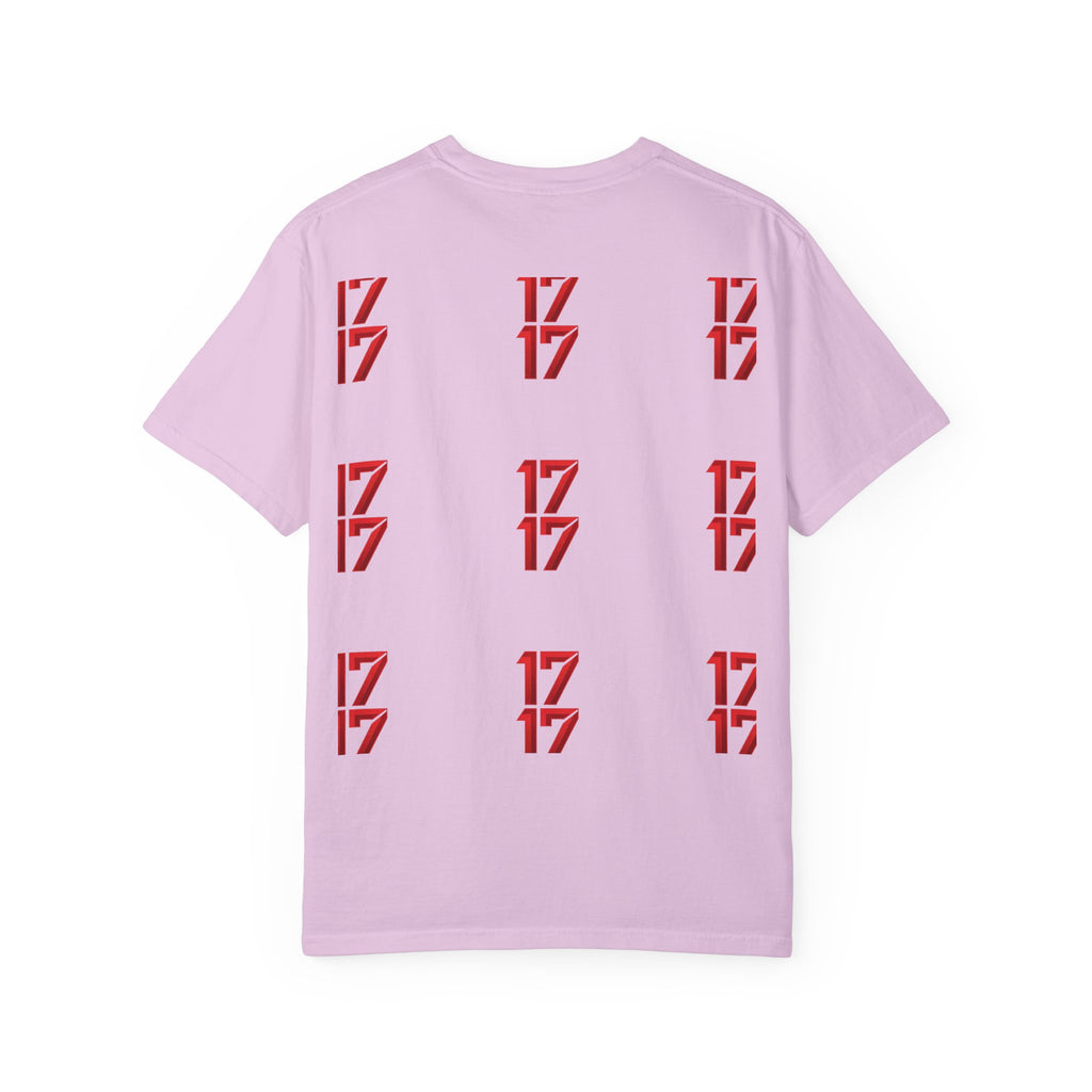 17 Pattern Graphic T-Shirt — Repeating Red Logo Tee