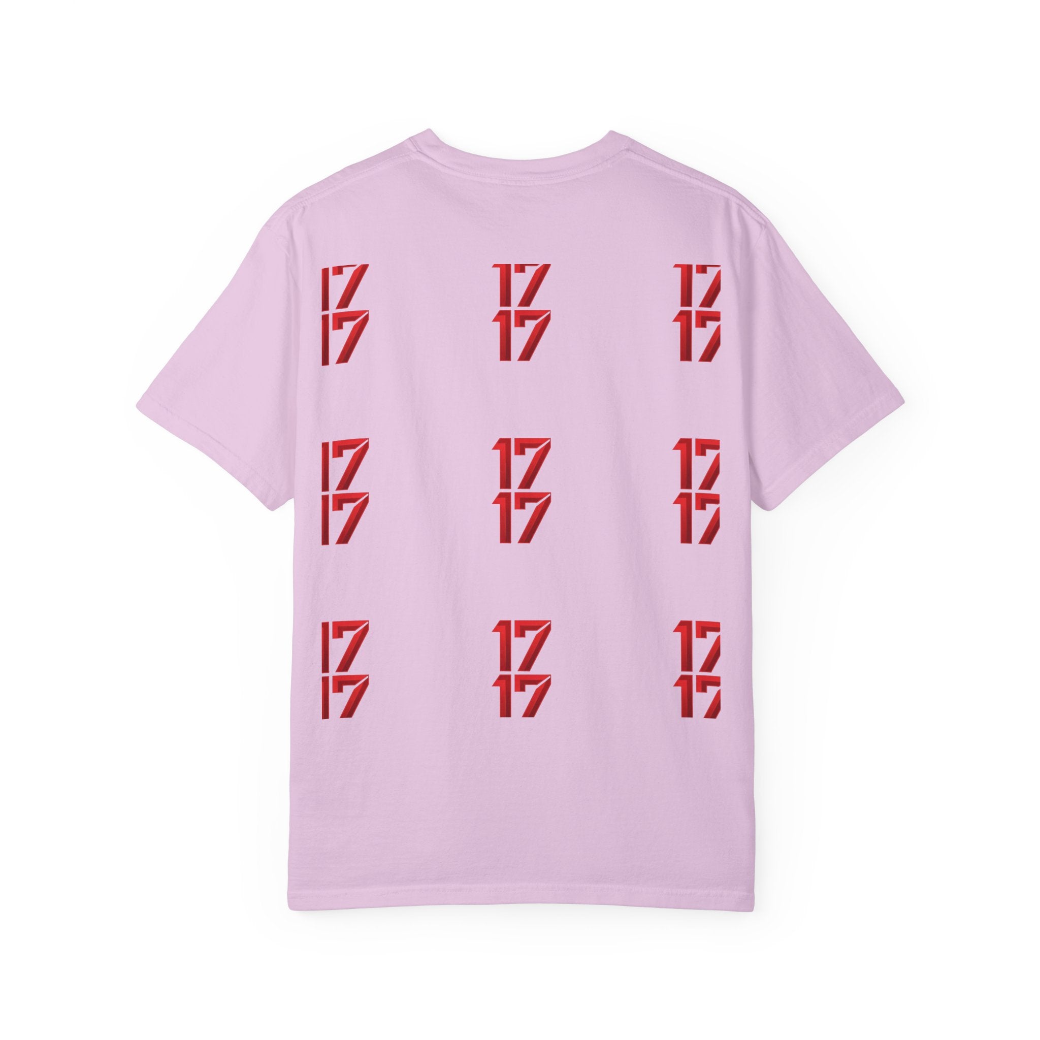 17 Pattern Graphic T-Shirt — Repeating Red Logo Tee