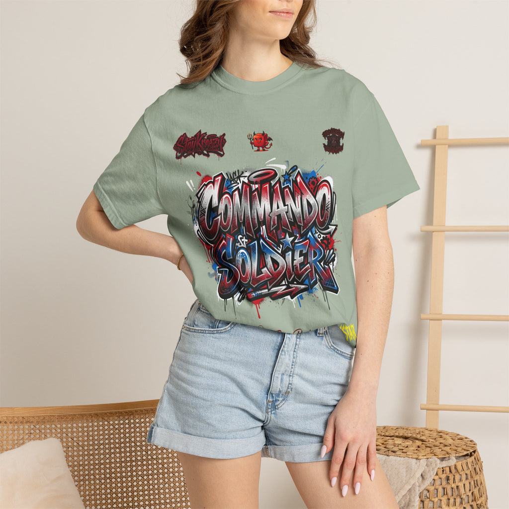 Commando Soldier Graphic T-Shirt — Streetwear Graffiti Design