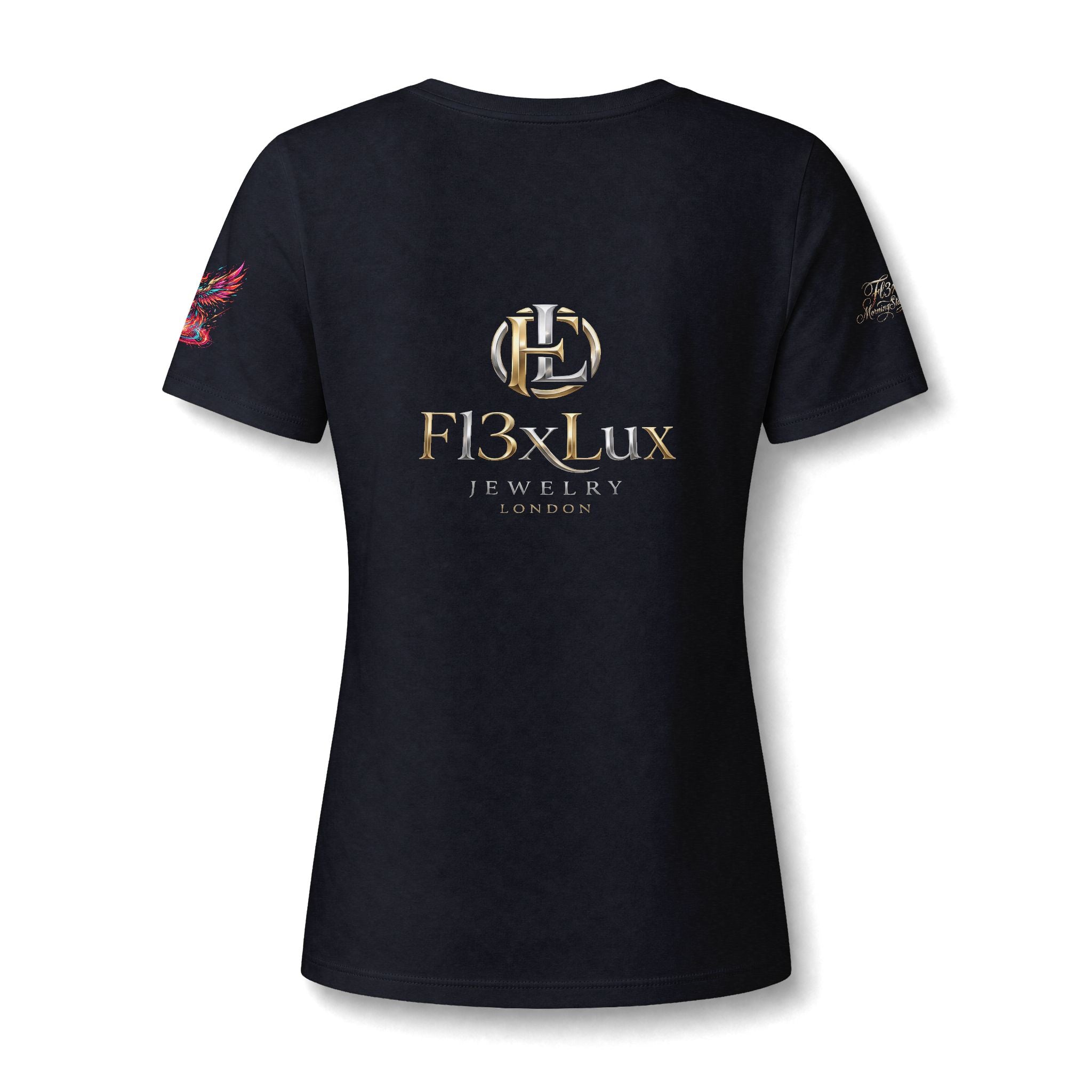 Women's V-Neck Tee — 'F13x Fashion' Floral Logo & Devil Graphic
