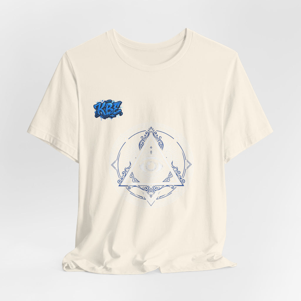 Mystic Moon Mandala Tee — Blue Crescent Graphic T-Shirt