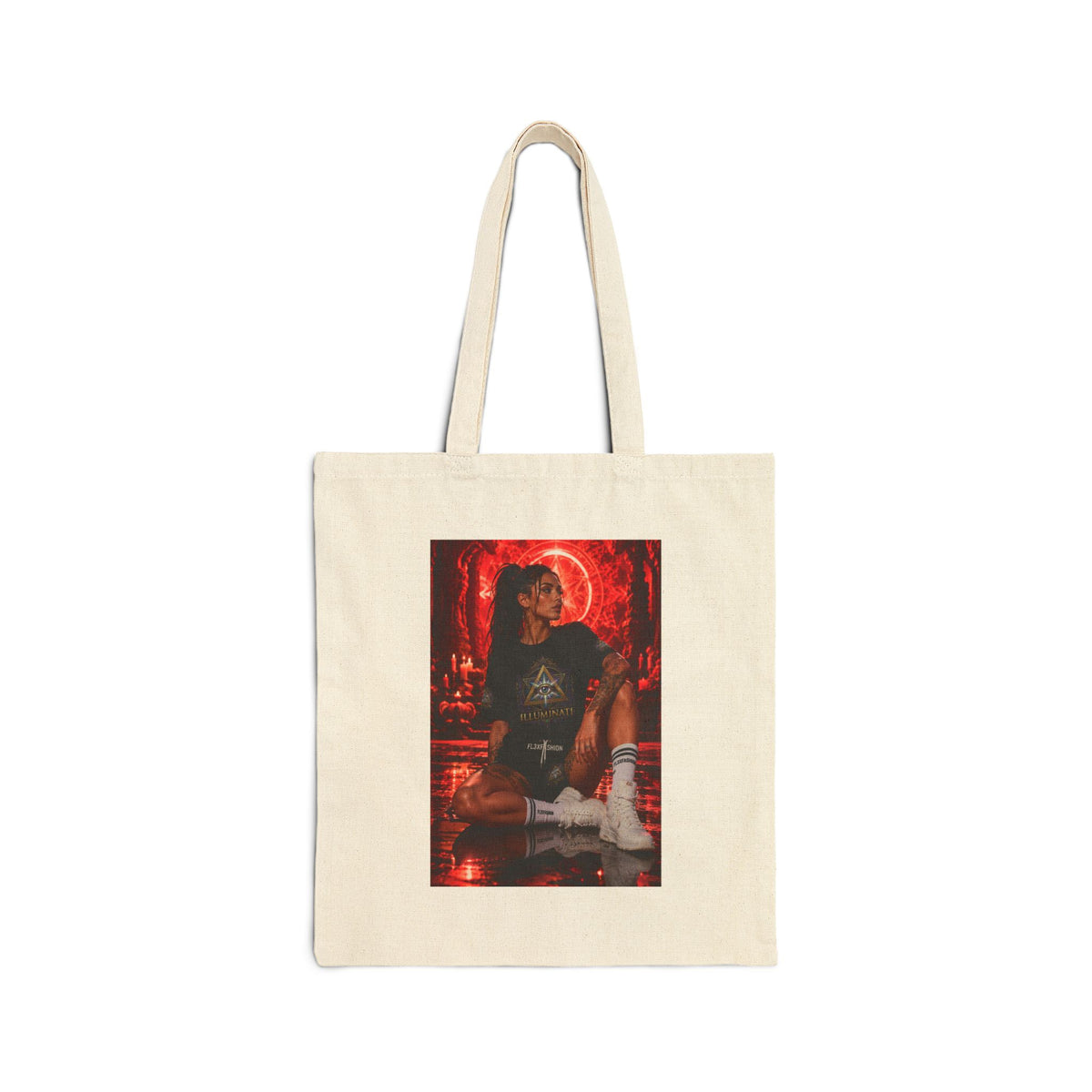 Canvas Tote — Retro Neon Portrait Beach Vibe Tote Bag