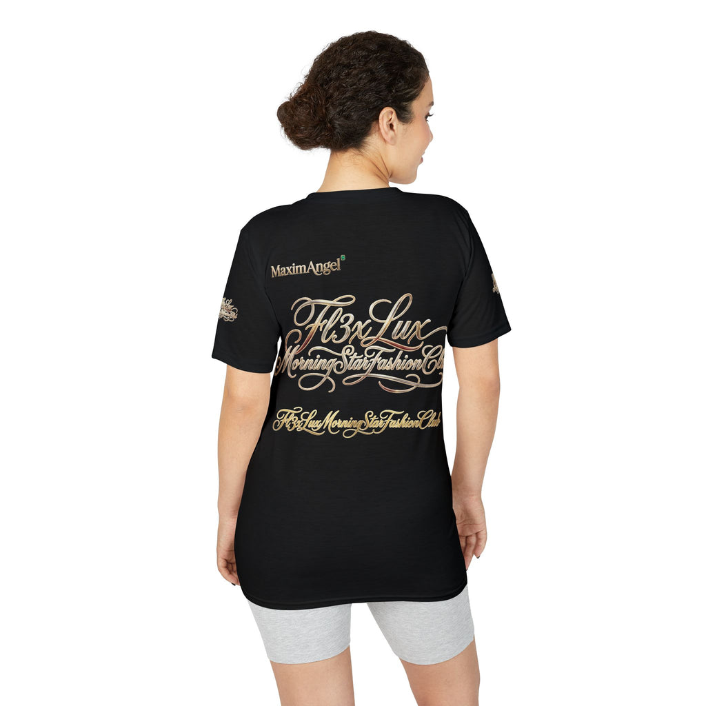 Luxury Gold Script Performance T-Shirt — F3xLux Morning Stay Fashion Club Design