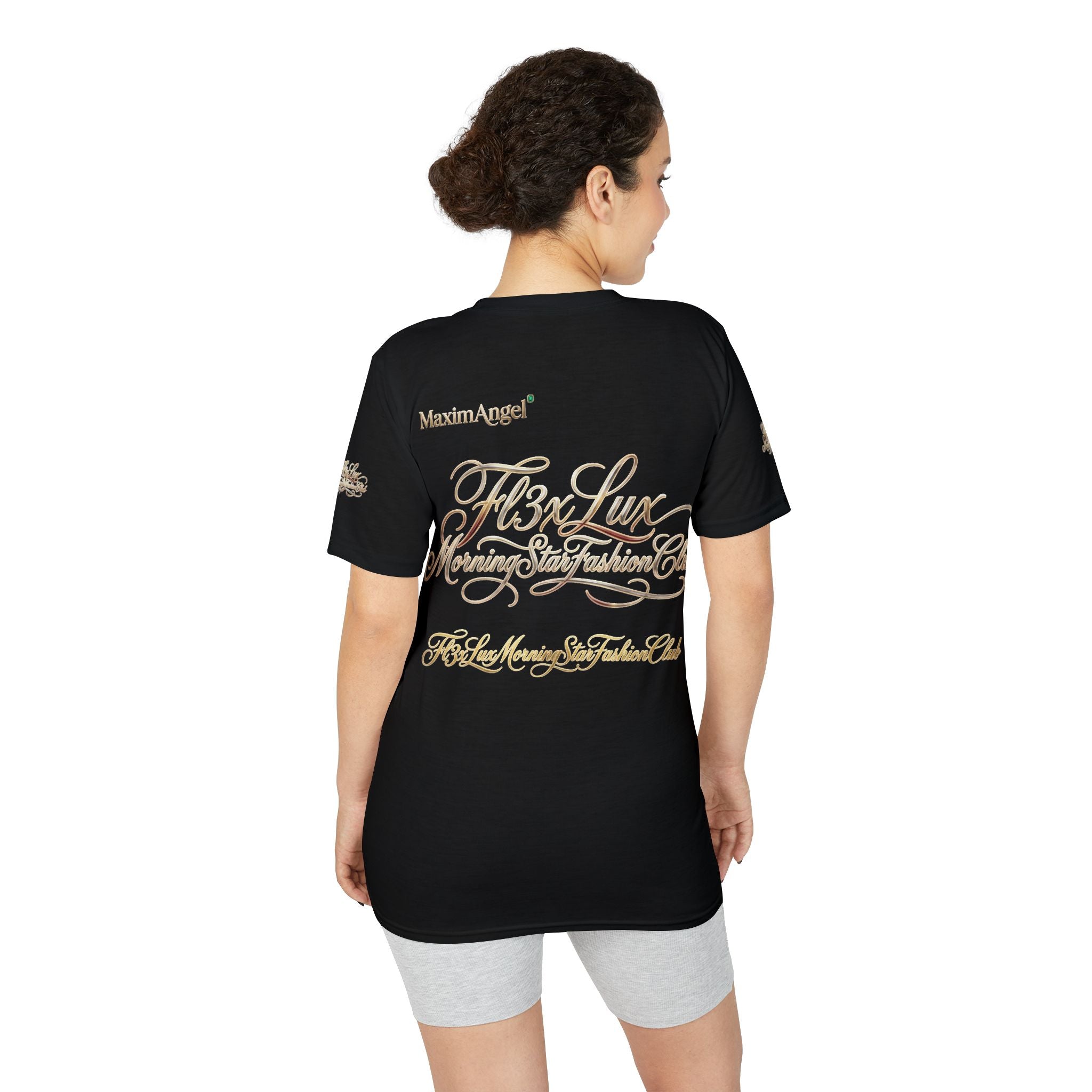 Luxury Gold Script Performance T-Shirt — F3xLux Morning Stay Fashion Club Design