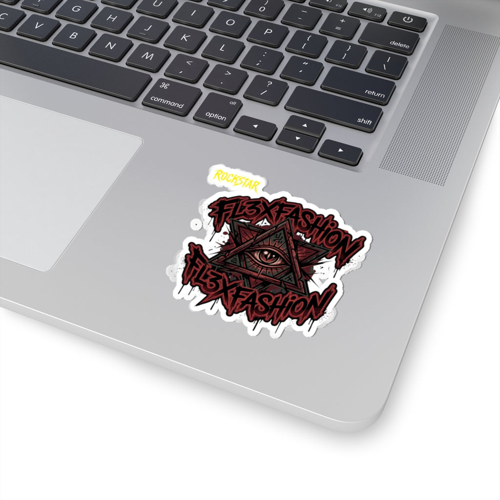 Kiss-Cut Sticker — Gothic Eye Pyramid 'FL3XFASHION' Graphic Sticker (Laptop, Skateboard)