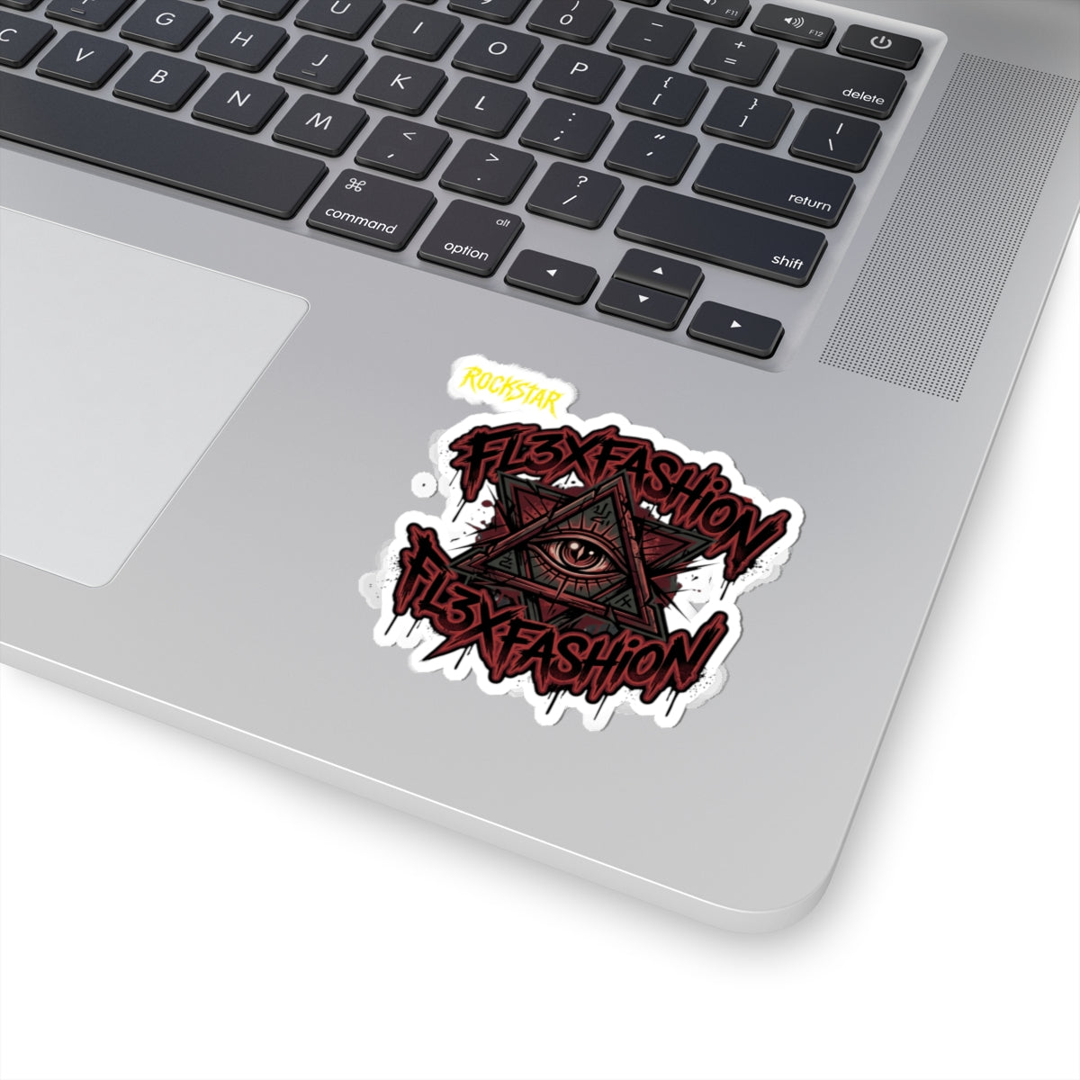 Kiss-Cut Sticker — Gothic Eye Pyramid 'FL3XFASHION' Graphic Sticker (Laptop, Skateboard)