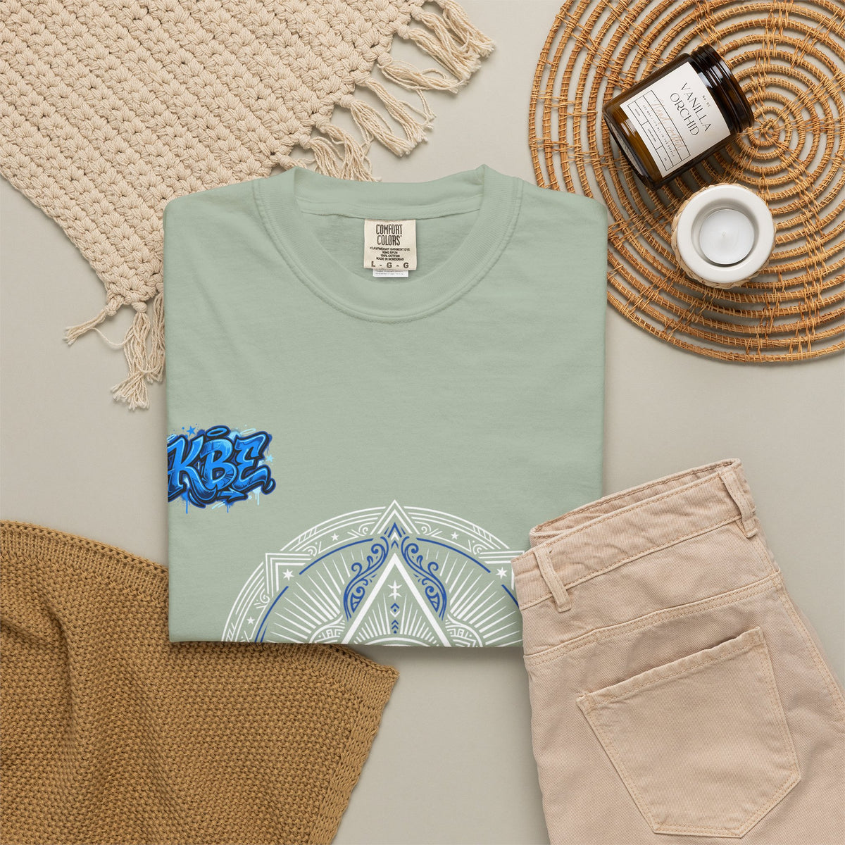 T-Shirt — Blue Geometric Mandala Bandana Graphic