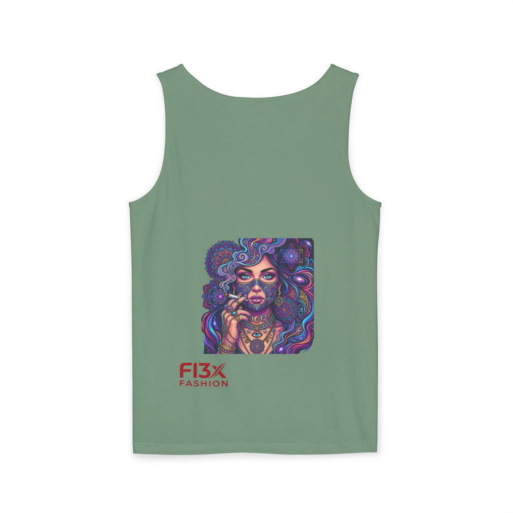 Graphic Tank Top - Colorful Cosmic Woman Illustration